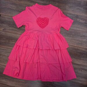 RARE Lazy Oaf Pink heart layered oversized dress!